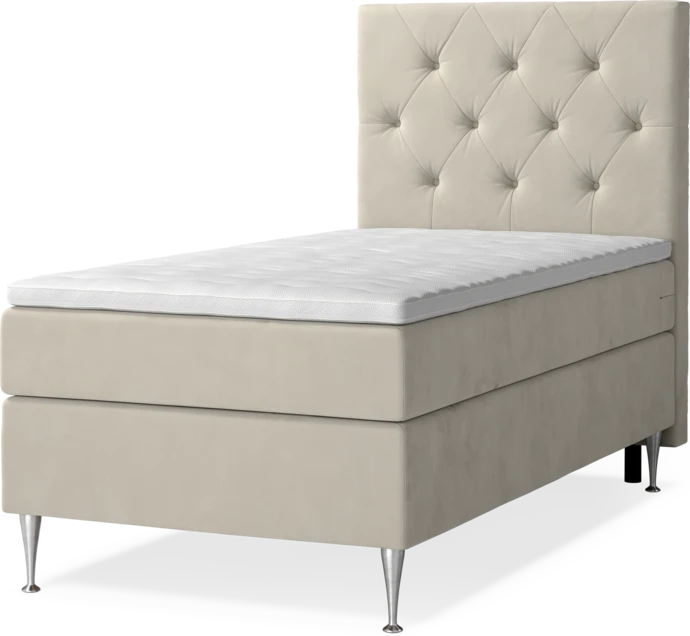 New York, Kontinentalsäng, enkelsäng med bäddmadrass, sängben och sänggavel pikerad