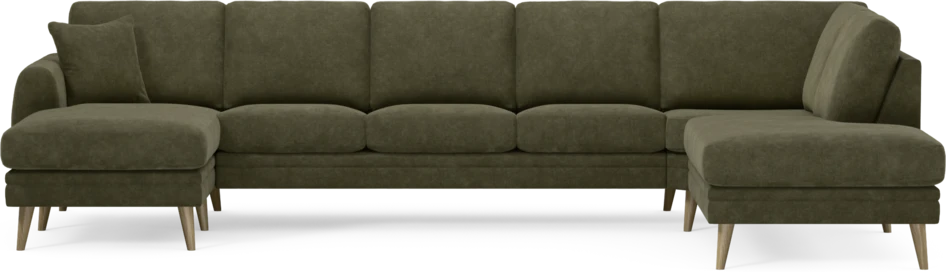 Eden - 3-sits soffa med schäslong vänster och divan höger - Grön