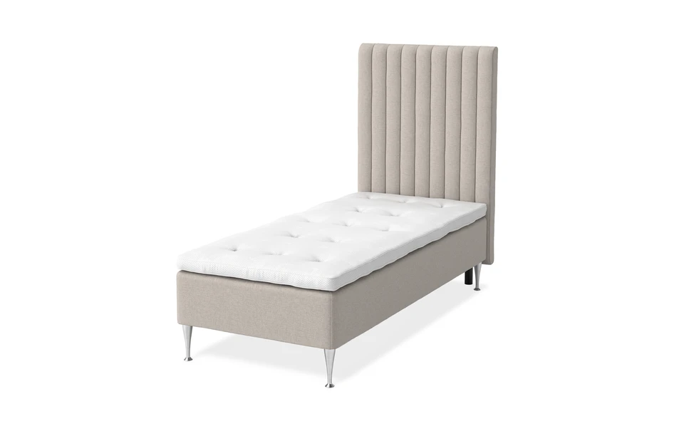 Sense Delux - Ramsäng, enkelsäng med bäddmadrass Sleep Delux vit - Beige