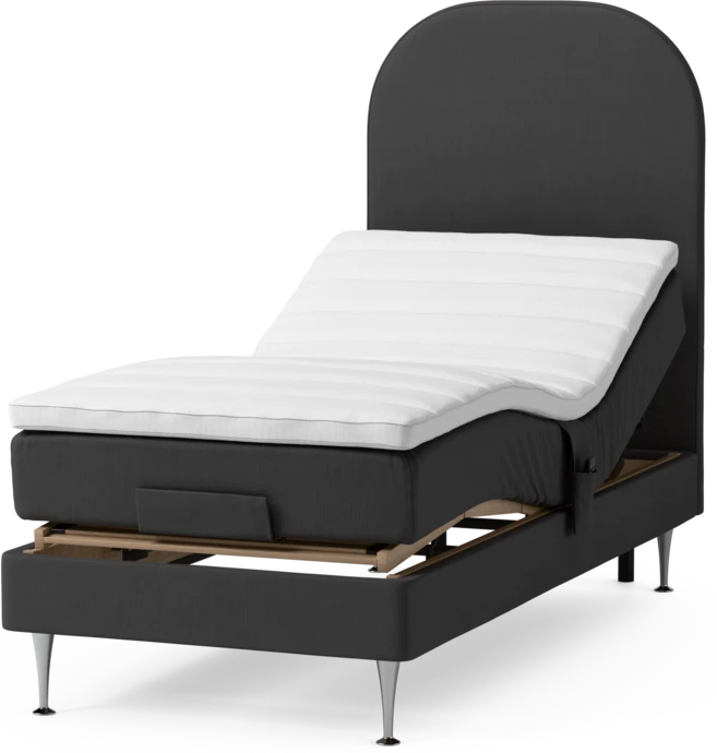 Roma Family, Ställbar säng, enkelsäng med bäddmadrass och sänggavel slät, B 90-120