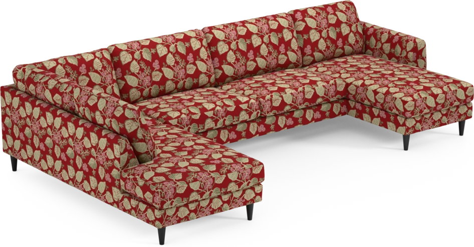 Bridge - 3-sits soffa med divan vänster och schäslong höger - Röd