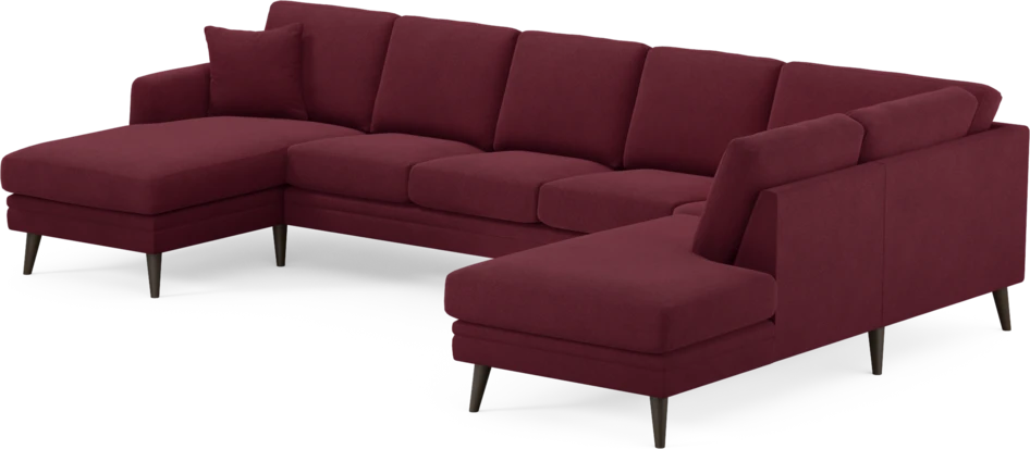 Eden - 3-sits soffa med schäslong vänster och divan höger - Röd