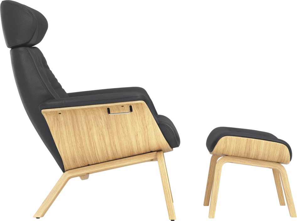 Timeout - Fåtölj och fotpall pikérad - Svart