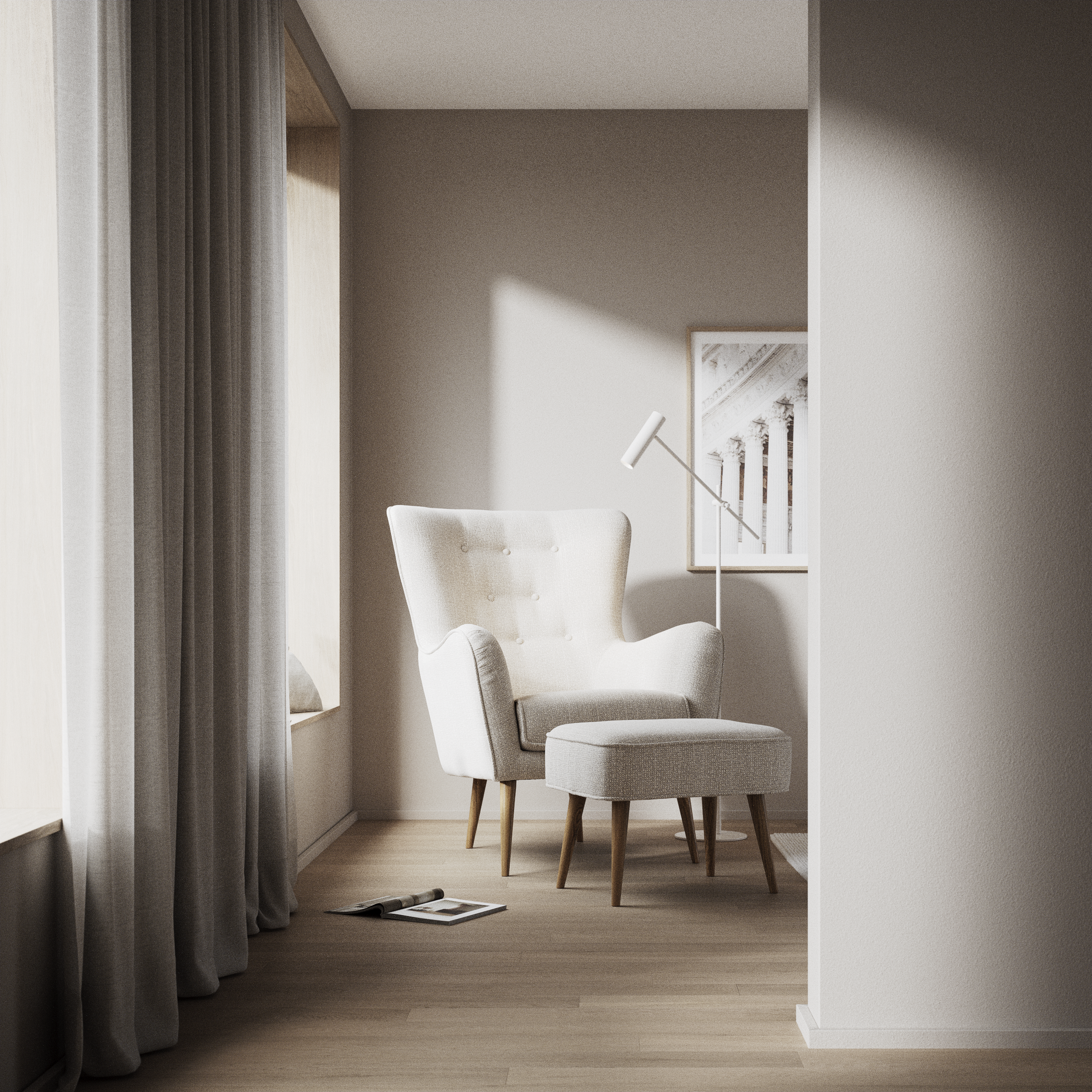 Cordelia, Fåtölj med fotpall