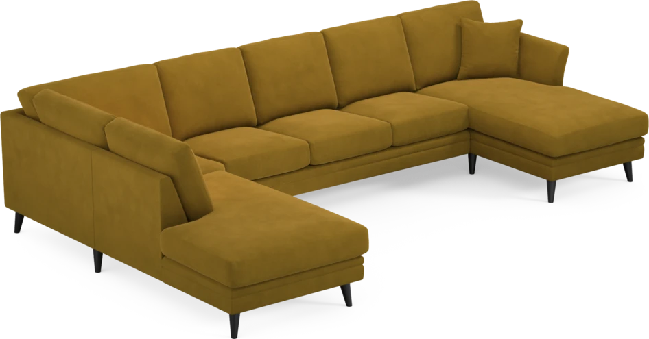 Eden - 3-sits soffa med divan vänster och schäslong höger - Gul