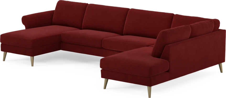 Bridge - 3-sits soffa med schäslong vänster och divan höger - Röd