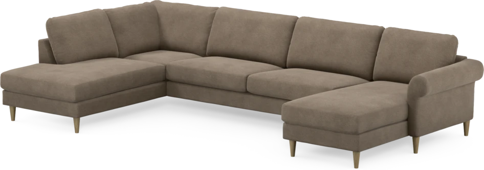 Bridge - 3-sits soffa med divan vänster och schäslong höger - Brun