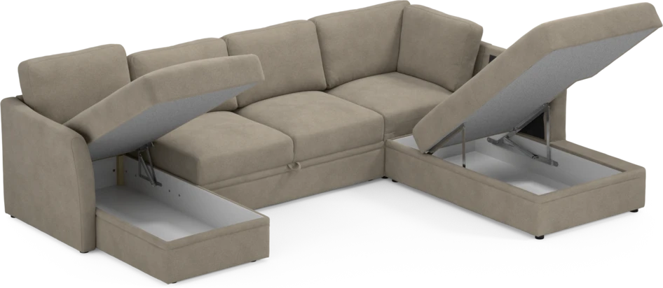 Öland - Bäddsoffa med schäslong vänster och divan höger - Beige