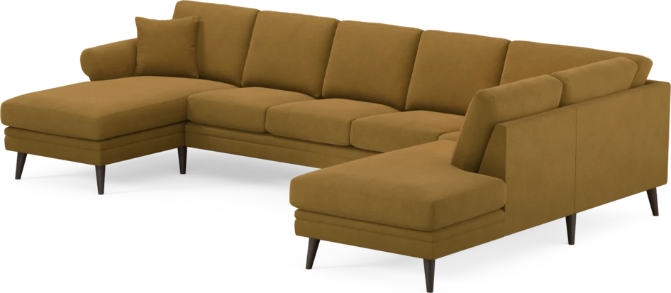 Eden - 3-sits soffa med schäslong vänster och divan höger - Gul