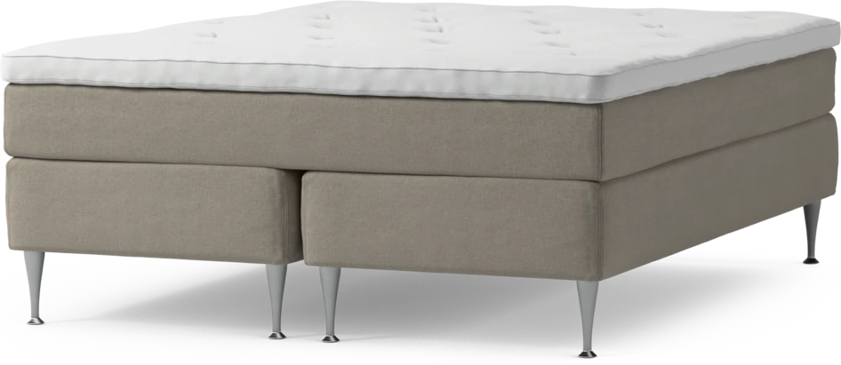 Delux Sense - Kontinentalsäng, dubbelsäng med bäddmadrass och sängben - Beige