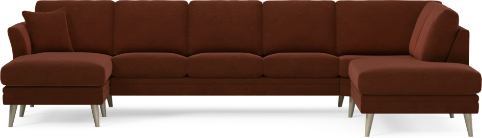 Eden - 3-sits soffa med schäslong vänster och divan höger - Orange