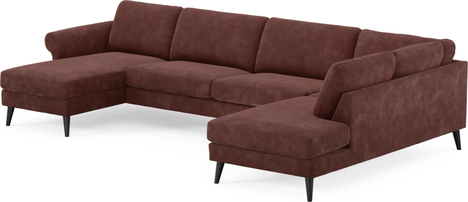 Bridge - 3-sits soffa med schäslong vänster och divan höger - Röd