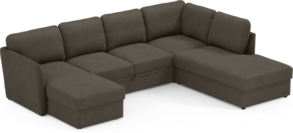 Öland - Bäddsoffa med schäslong vänster och divan höger - Brun