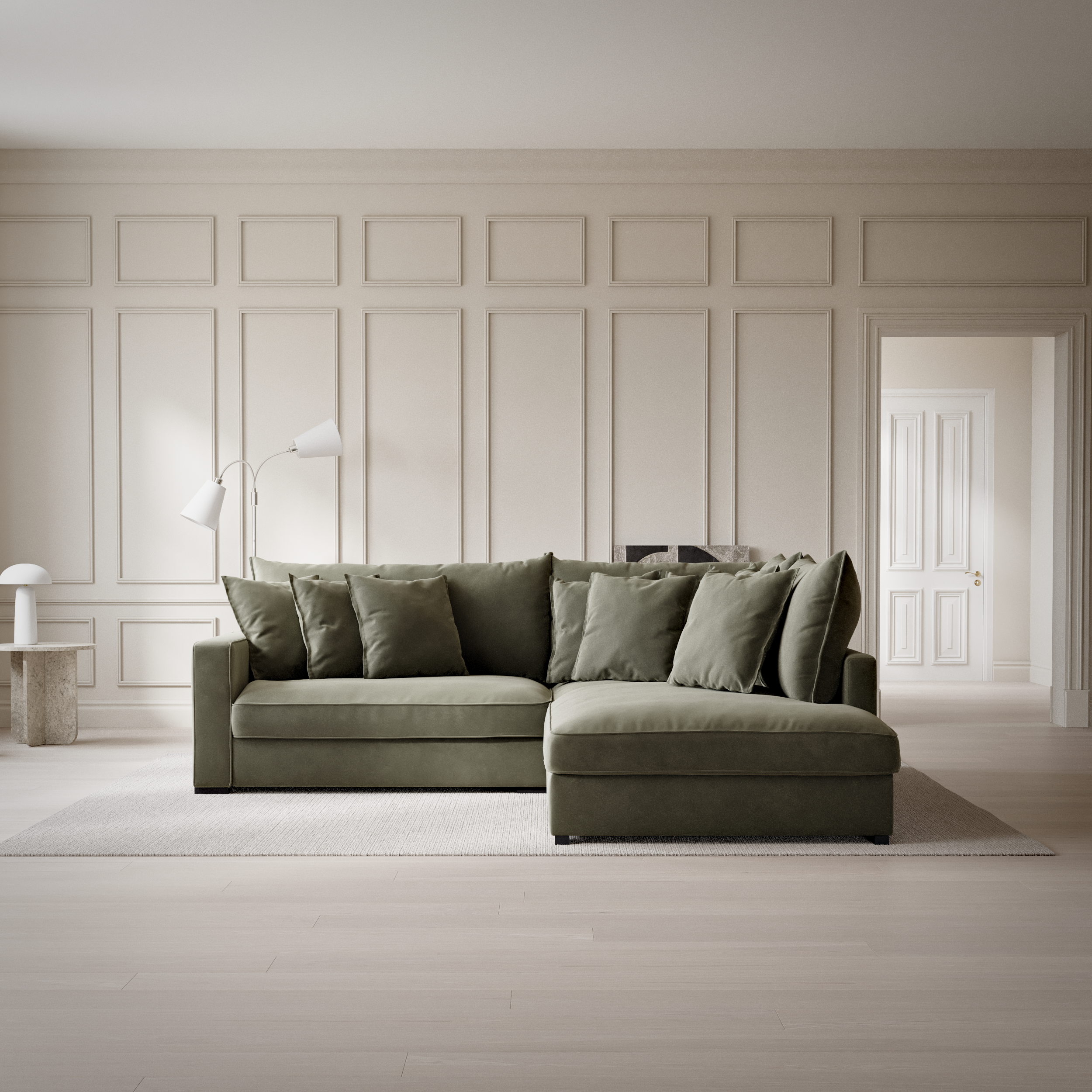 Rossi, 2-sits soffa med divan höger