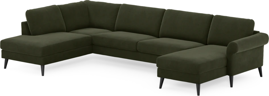 Bridge - 3-sits soffa med divan vänster och schäslong höger - Grön