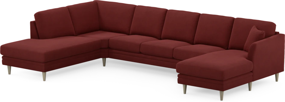 Eden - 3-sits soffa med divan vänster och schäslong höger - Röd
