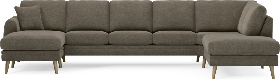 Eden - 3-sits soffa med schäslong vänster och divan höger - Brun