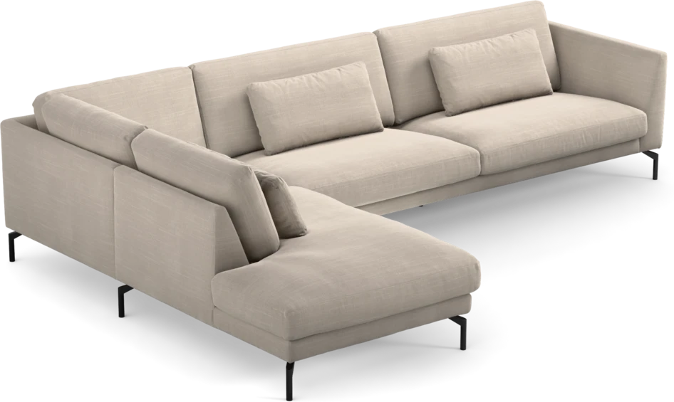 Willow - 4-sits soffa med divan vänster, fast klädsel - Beige