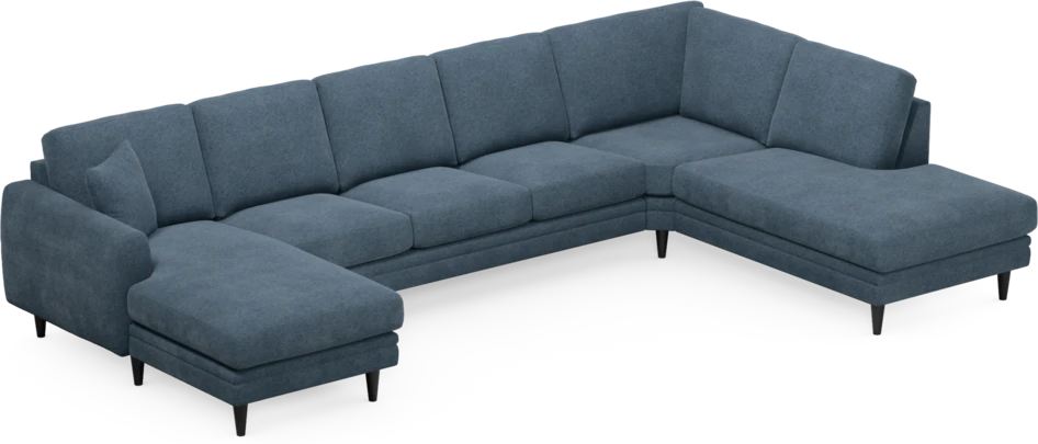 Eden - 3-sits soffa med schäslong vänster och divan höger - Blå