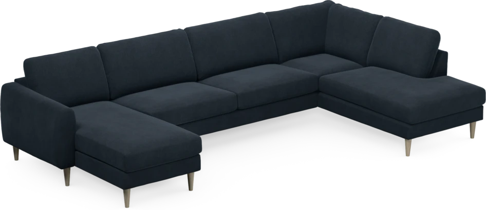 Bridge - 3-sits soffa med schäslong vänster och divan höger - Blå