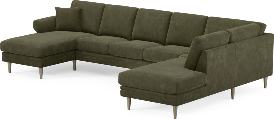 Eden - 3-sits soffa med schäslong vänster och divan höger - Grön