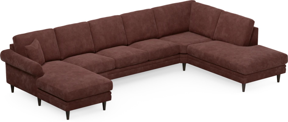Eden - 3-sits soffa med schäslong vänster och divan höger - Röd