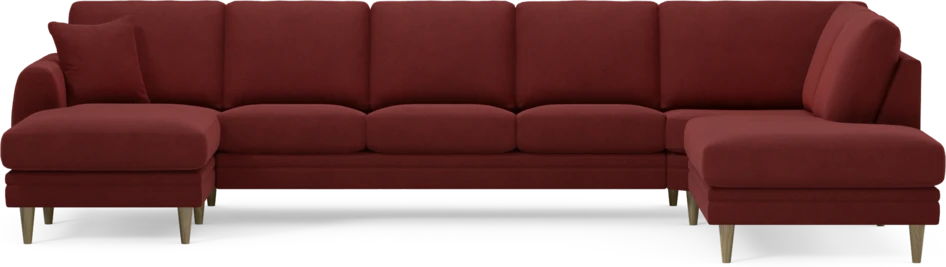 Eden - 3-sits soffa med schäslong vänster och divan höger - Röd