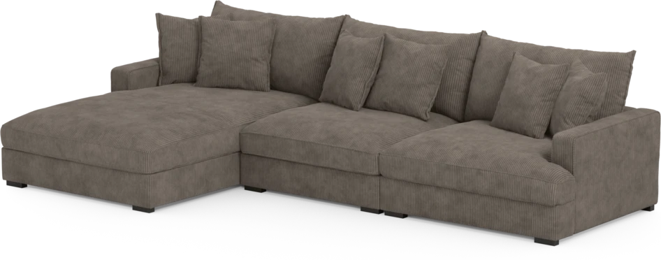 Rossi - 3-sits soffa med schäslong vänster - Brun