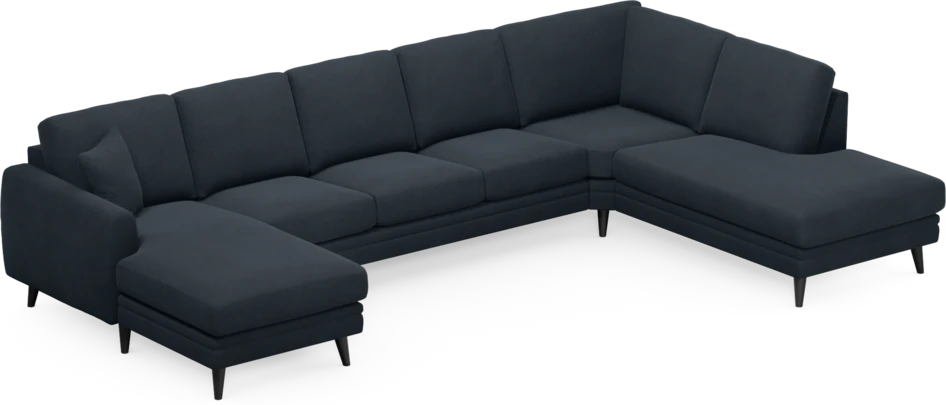 Eden - 3-sits soffa med schäslong vänster och divan höger - Blå