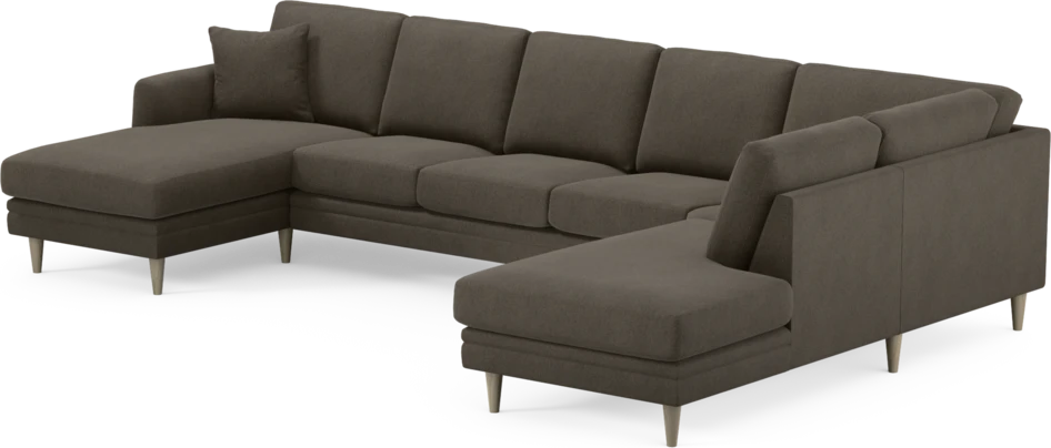 Eden - 3-sits soffa med schäslong vänster och divan höger - Brun