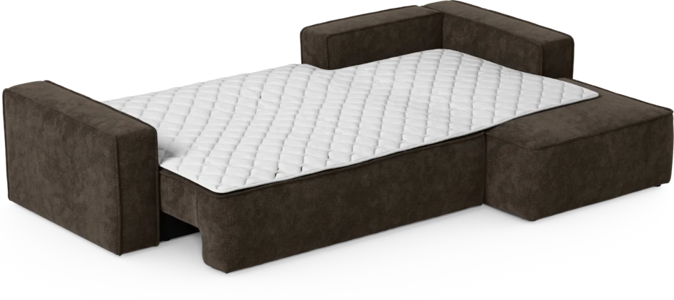 Ide - Bäddsoffa 3-sits med schäslong höger - Brun