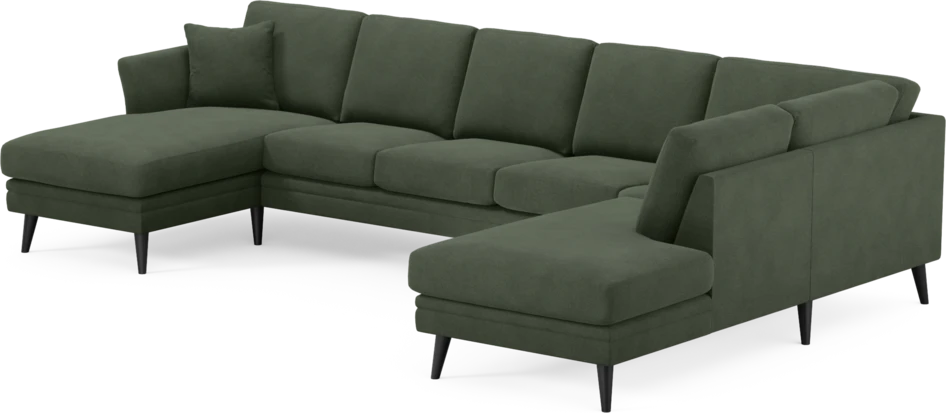 Eden - 3-sits soffa med schäslong vänster och divan höger - Grön