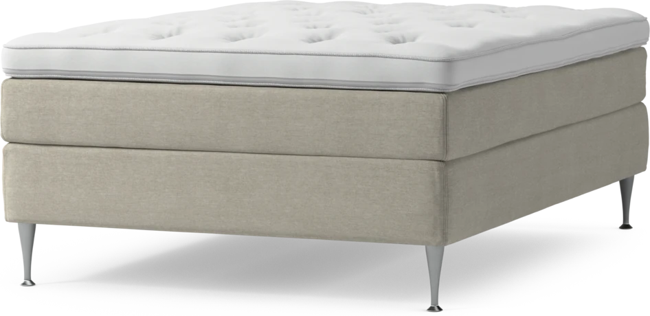 Delux Sense - Kontinentalsäng, enkelsäng 140 cm med bäddmadrass och sängben - Beige
