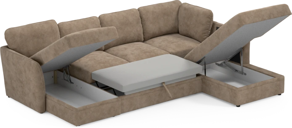 Öland - Bäddsoffa med schäslong vänster och divan höger - Beige
