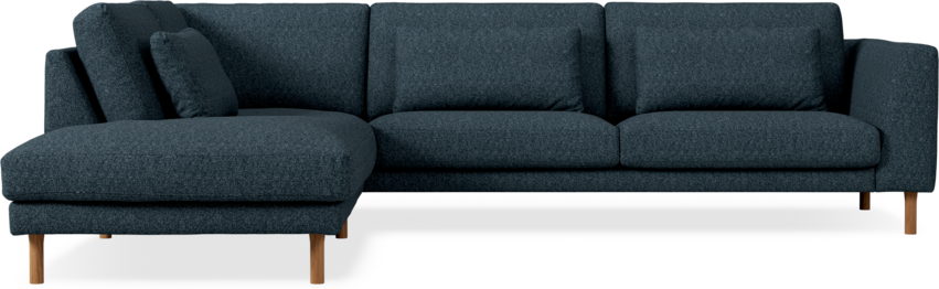 Willow - 3-sits soffa med divan vänster, fast klädsel - Blå