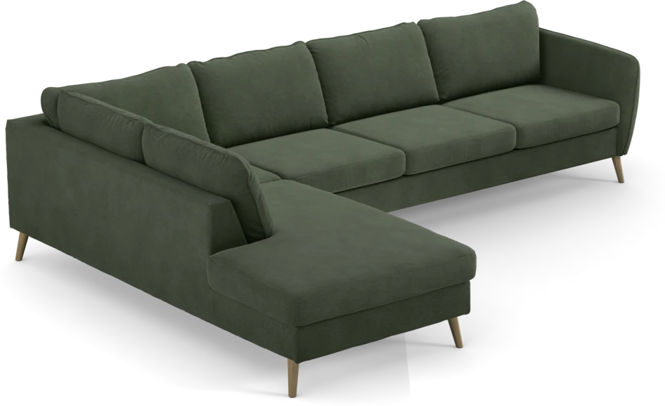 County - 3-sits soffa med divan vänster - Grön