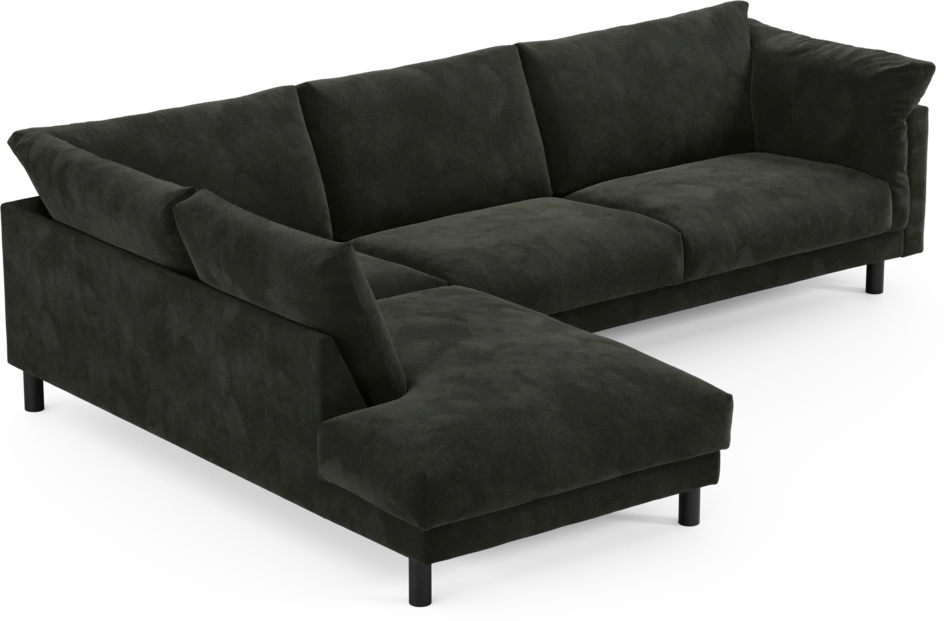 Cherrie - 3-sits soffa med divan vänster, fast klädsel - Svart