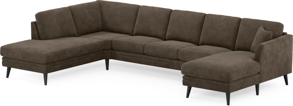 Eden - 3-sits soffa med divan vänster och schäslong höger - Brun