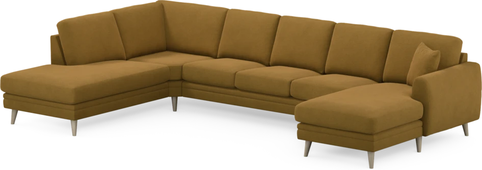 Eden - 3-sits soffa med divan vänster och schäslong höger - Gul