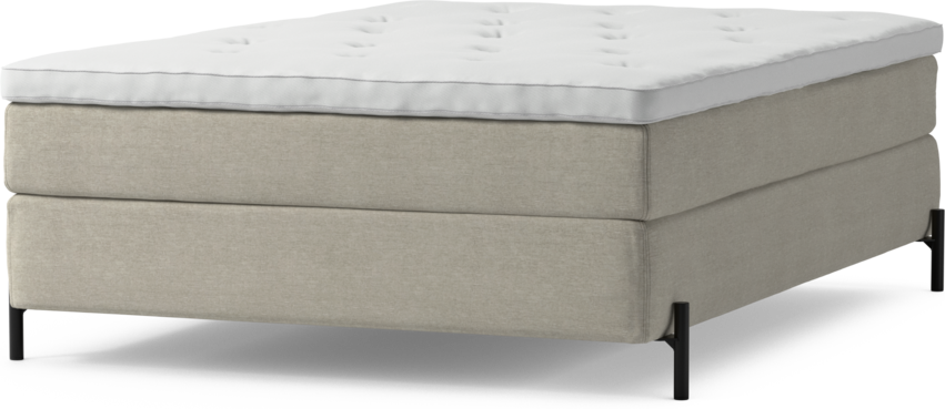 Delux Sense - Kontinentalsäng, enkelsäng 140 cm med bäddmadrass och sängben - Beige