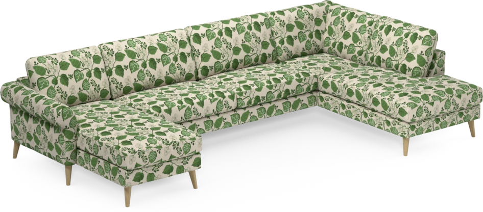 Bridge - 3-sits soffa med schäslong vänster och divan höger - Grön