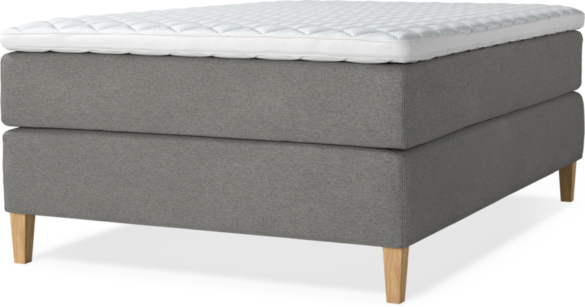 Delux Exclusive - Kontinentalsäng, enkelsäng 140 cm med bäddmadrass - Grå