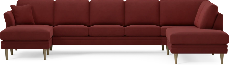 Eden - 3-sits soffa med schäslong vänster och divan höger - Röd