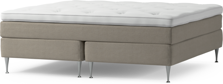 Delux Sense - Kontinentalsäng, dubbelsäng med bäddmadrass och sängben - Beige