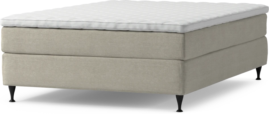 Delux Sense - Kontinentalsäng, enkelsäng 140 cm med bäddmadrass och sängben - Beige