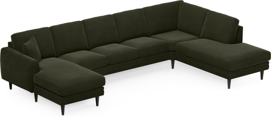 Eden - 3-sits soffa med schäslong vänster och divan höger - Grön