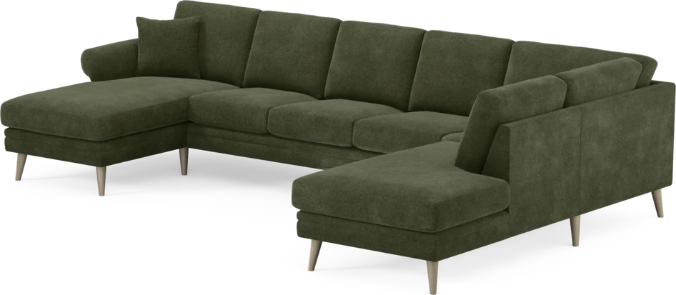 Eden - 3-sits soffa med schäslong vänster och divan höger - Grön
