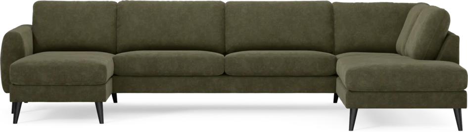 Bridge - 3-sits soffa med schäslong vänster och divan höger - Grön