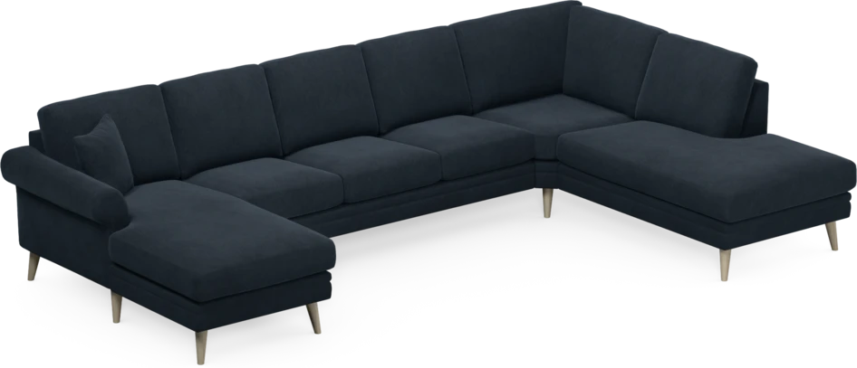 Eden - 3-sits soffa med schäslong vänster och divan höger - Blå