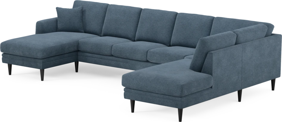 Eden - 3-sits soffa med schäslong vänster och divan höger - Blå